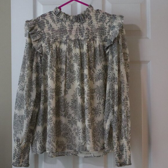 Ann Taylor | Shimmer Ruffle Floral Blouse, Size S - Picture 1 of 8